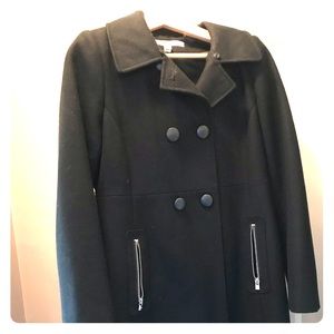 DKNY long black wool coat